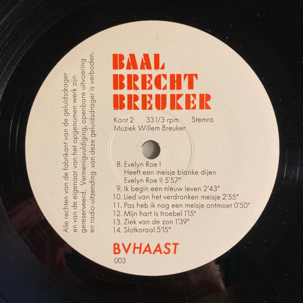 Willem Breuker : Baal Brecht Breuker (LP, Album)