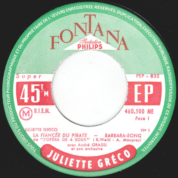 Juliette Gréco : 1 (7", EP, RE)