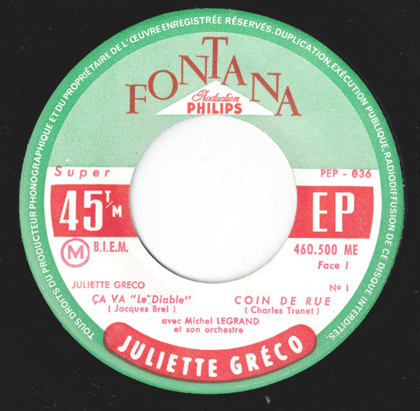 Juliette Gréco : 1 (7", EP, RE)