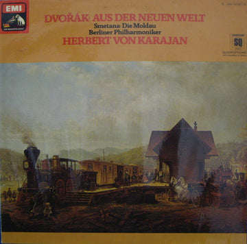 Dvorak*, Smetana* - Berliner Philharmoniker, Herbert Von Karajan : Aus Der Neuen Welt / Die Moldau (LP, Quad)