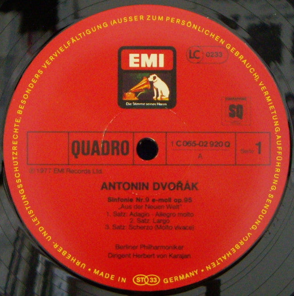 Dvorak*, Smetana* - Berliner Philharmoniker, Herbert Von Karajan : Aus Der Neuen Welt / Die Moldau (LP, Quad)