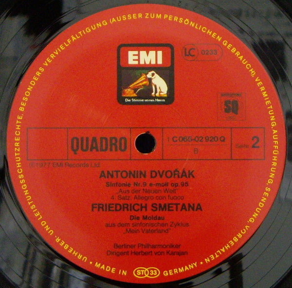 Dvorak*, Smetana* - Berliner Philharmoniker, Herbert Von Karajan : Aus Der Neuen Welt / Die Moldau (LP, Quad)