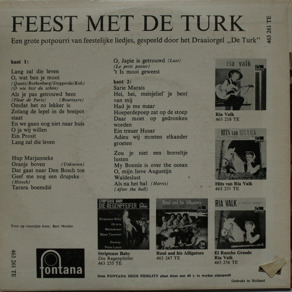 Draaiorgel De Turk : Feest Met De Turk (7")