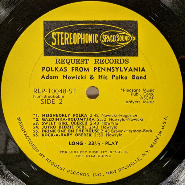 Adam Nowicki And His Polka Band : Polkas From Pennsylvania And The Delaware Valley (LP, Album)