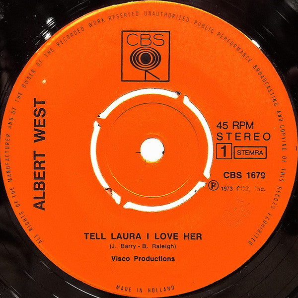 Albert West : Tell Laura I Love Her (7", Single)
