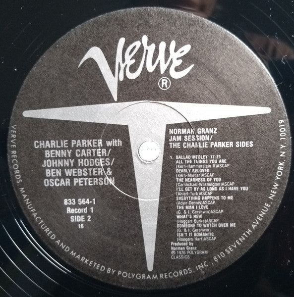 Charlie Parker With Benny Carter, Johnny Hodges, Ben Webster & Oscar Peterson : The Charlie Parker Sides -  Norman Granz Jam Session (2xLP, Comp, RE)