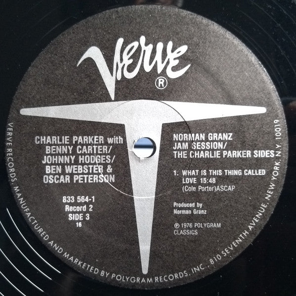 Charlie Parker With Benny Carter, Johnny Hodges, Ben Webster & Oscar Peterson : The Charlie Parker Sides -  Norman Granz Jam Session (2xLP, Comp, RE)