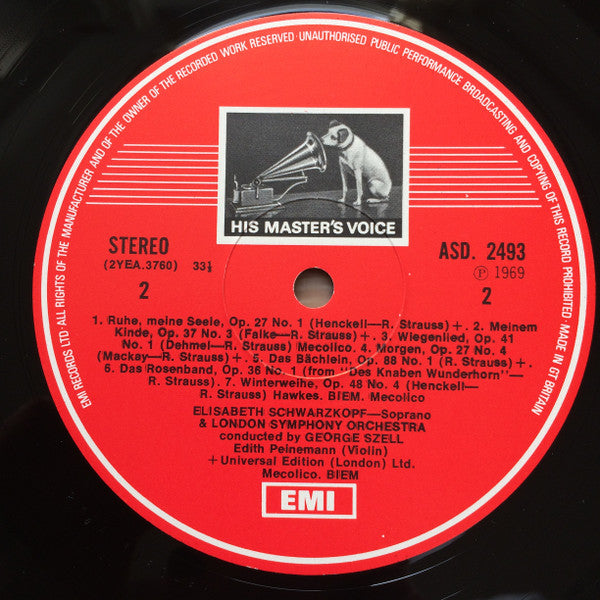 Richard Strauss - Wolfgang Amadeus Mozart, Elisabeth Schwarzkopf, George Szell, London Symphony Orchestra : Seven Songs Etc. (LP, Album)