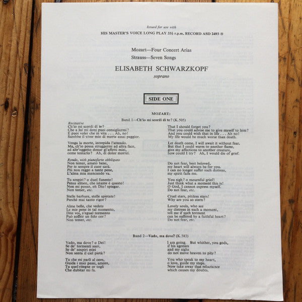 Richard Strauss - Wolfgang Amadeus Mozart, Elisabeth Schwarzkopf, George Szell, London Symphony Orchestra : Seven Songs Etc. (LP, Album)