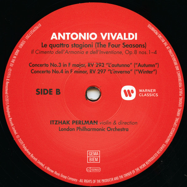 Antonio Vivaldi - Itzhak Perlman, London Philharmonic Orchestra : The Four Seasons (LP, Album)