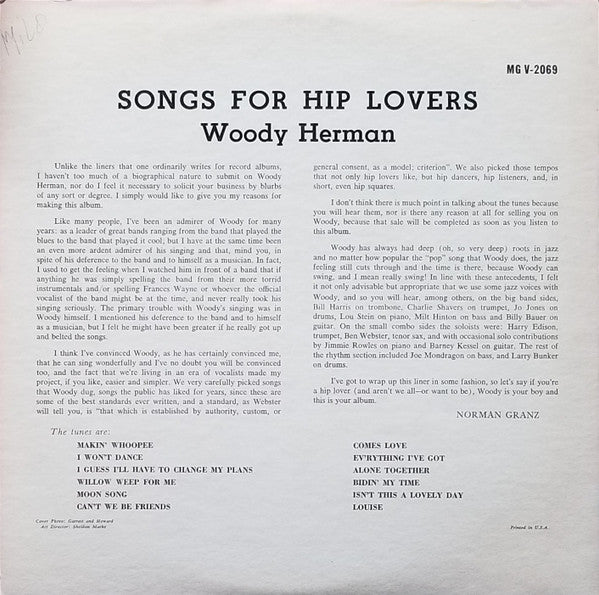 Woody Herman : Songs For Hip Lovers (LP, Album, Mono, Ind)
