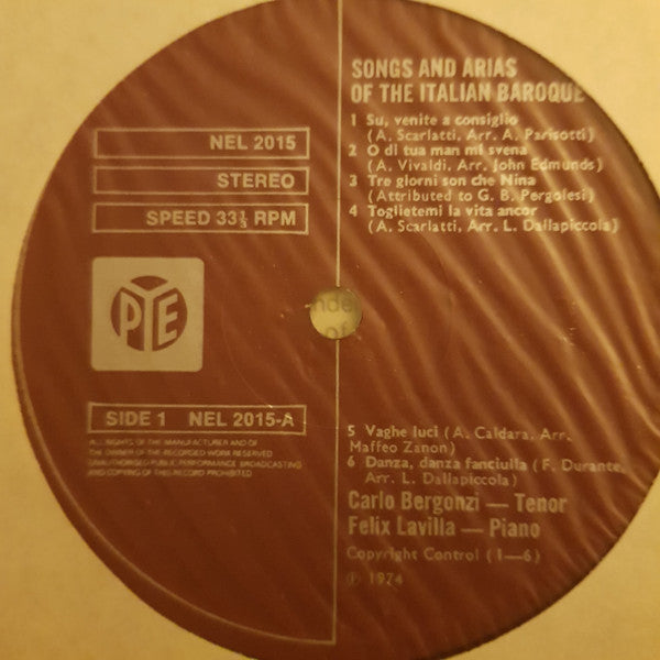 Carlo Bergonzi, Felix Lavilla : Arias And Songs Of The Italian Baroque (LP, Album)