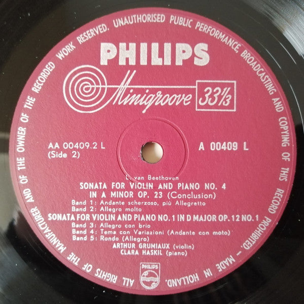 Ludwig van Beethoven - Clara Haskil, Arthur Grumiaux : Sonaten Für Violine Und Klavier (LP, Album, Mono, Min)