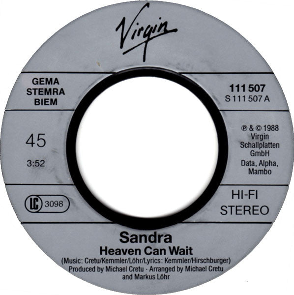 Sandra : Heaven Can Wait (7", Single)