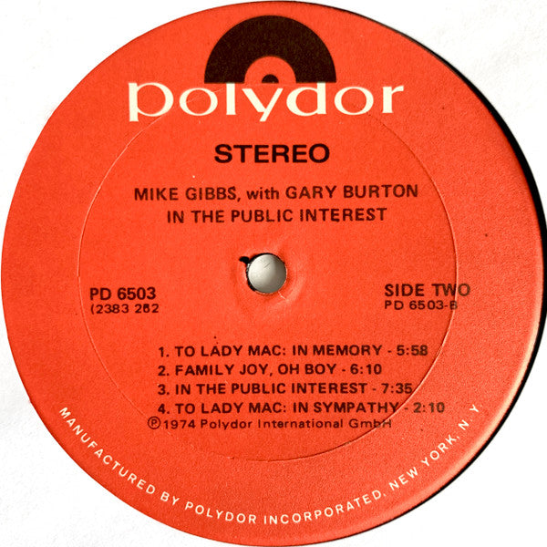 Michael Gibbs & Gary Burton : In The Public Interest (LP, Album)