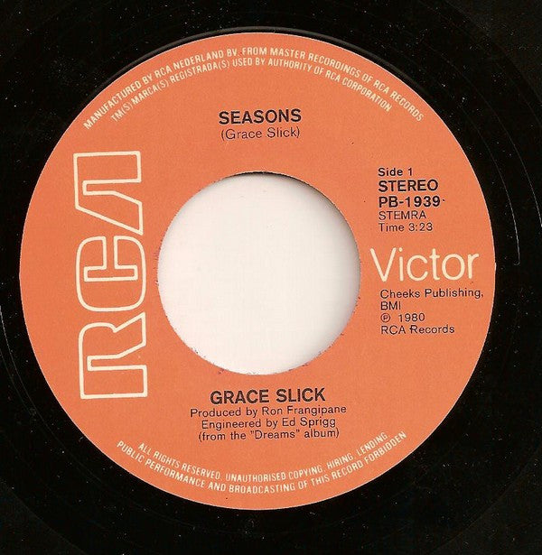 Grace Slick : Seasons (7", Single)