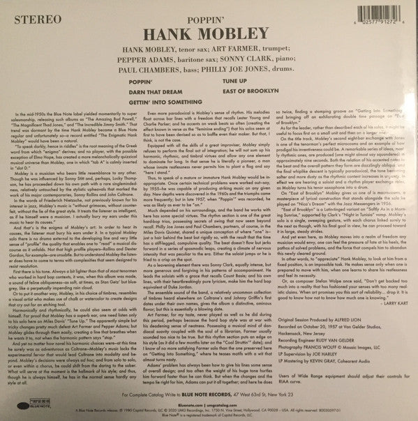 Hank Mobley : Poppin' (LP, Album, RE, 180)