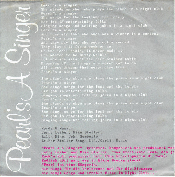 Elkie Brooks : Pearl's A Singer (7", Single)