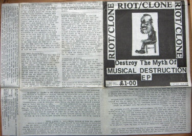 Riot/Clone : Destroy The Myth Of Musical Destruction EP (7", EP, W/Lbl)
