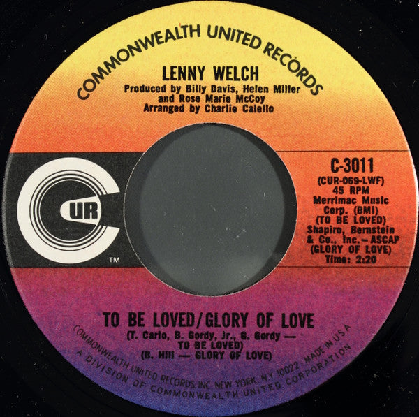 Lenny Welch : My Heart Won't Let Me (7", Single)