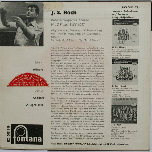 Johann Sebastian Bach, Stuttgarter Solisten, Marcel Couraud : Brandenburgisches Konzert Nr. 2 (7")