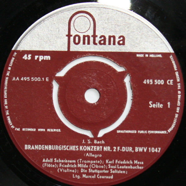Johann Sebastian Bach, Stuttgarter Solisten, Marcel Couraud : Brandenburgisches Konzert Nr. 2 (7")