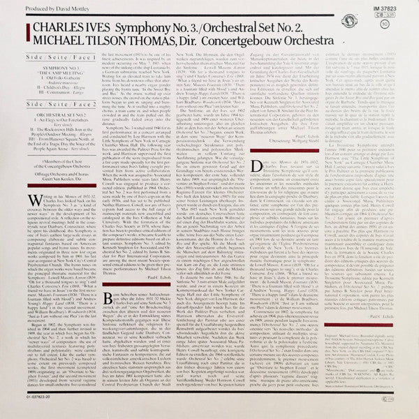 Charles Ives - Concertgebouworkest, Michael Tilson Thomas : Symphony No. 3 / Orchestral Set No. 2 (LP)