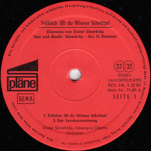 Dieter Süverkrüp : Fröhlich Ißt Du Wiener Schnitzel (LP, Album)