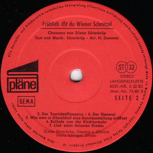 Dieter Süverkrüp : Fröhlich Ißt Du Wiener Schnitzel (LP, Album)