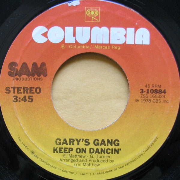 Gary's Gang : Keep On Dancin' / Do It At The Disco (7", Single, Styrene, Pit)