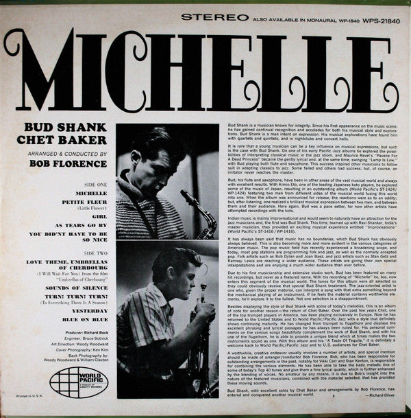 Bud Shank : Michelle (LP, Album, Roc)
