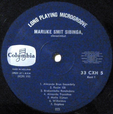 Marijke Smit Sibinga : Oud-nederlandse Klaviermuziek (LP, Mono)