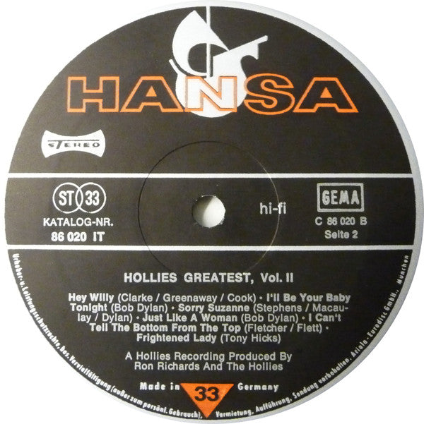 Hollies* : Greatest, Vol. 2 (LP, Comp)