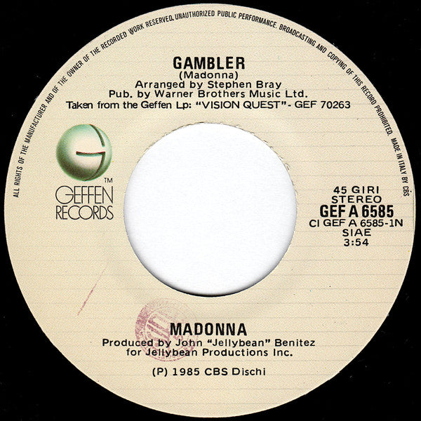 Madonna : Gambler (7", Single)