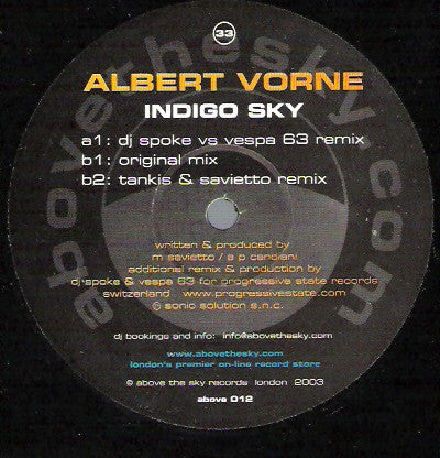 Albert Vorne : Indigo Sky (12")