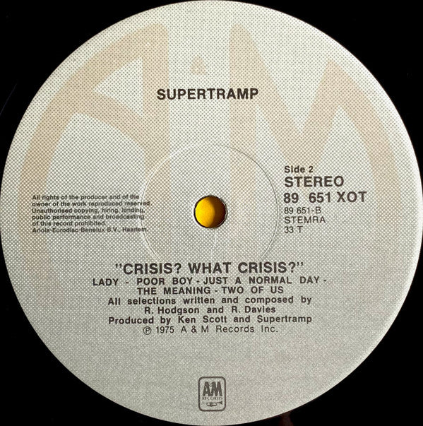 Supertramp : Crisis? What Crisis? (LP, Album)