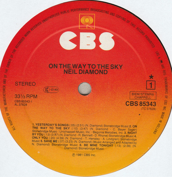 Neil Diamond : On The Way To The Sky (LP, Album)