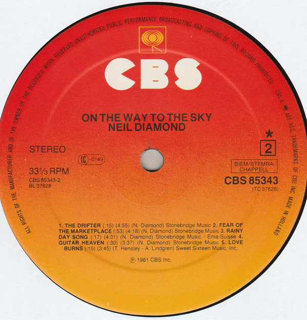 Neil Diamond : On The Way To The Sky (LP, Album)