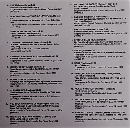 Various : Swing & Sweet In Nederland (Deel 1 - De Jaren '30) (CD, Comp, Mono)