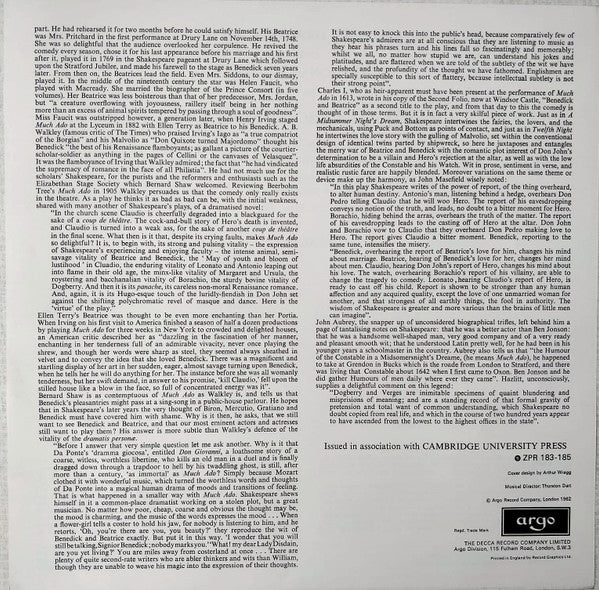 William Shakespeare, John Gielgud, Peggy Ashcroft, William Squire, Cyril Luckham, Ian Holm, The Marlowe Dramatic Society And Professional Players : Much Ado About Nothing (3xLP, Album + Box)
