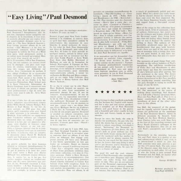 Paul Desmond : Easy Living (LP, Album, RE)