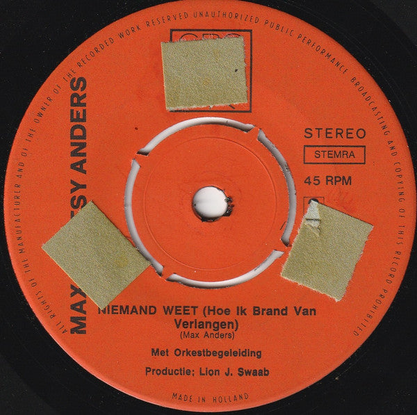 Max En Betsy Anders : Morgen Is Alles Vergeven (7", Single, 4-P)