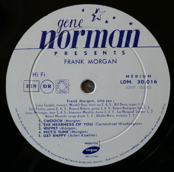 Frank Morgan With Conte Candoli And Machito's Rhythm Section : Gene Norman Presents Frank Morgan (LP, Album, Mono)