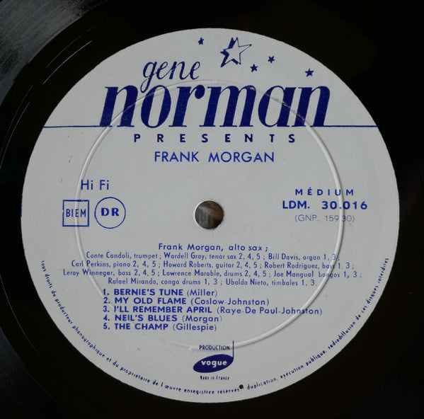 Frank Morgan With Conte Candoli And Machito's Rhythm Section : Gene Norman Presents Frank Morgan (LP, Album, Mono)