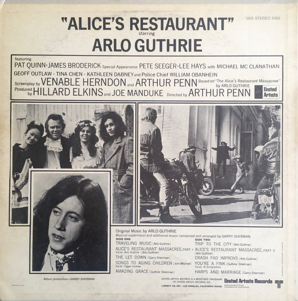 Arlo Guthrie, Garry Sherman : Alice's Restaurant (Original Motion Picture Score) (LP, Album, Var)