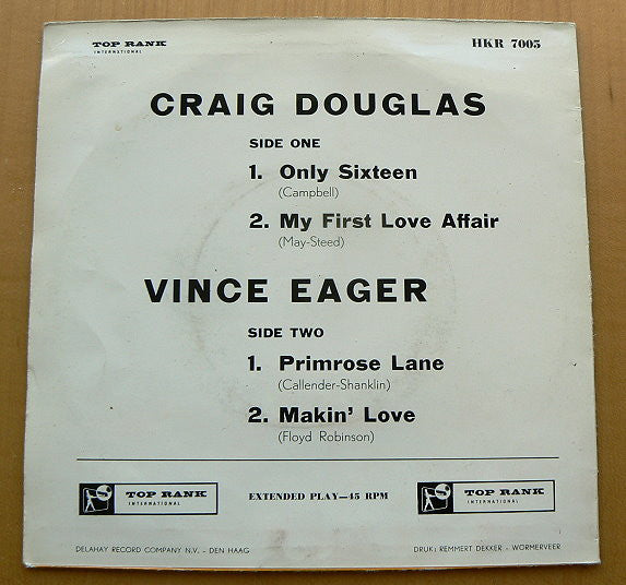 Craig Douglas (2), Vince Eager : Only Sixteen - Makin' Love (7", EP, 3-P)
