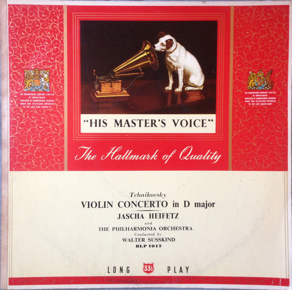 Pyotr Ilyich Tchaikovsky, Jascha Heifetz And Philharmonia Orchestra Conducted by Walter Susskind : Violin Concerto In D Major (10", Gat)