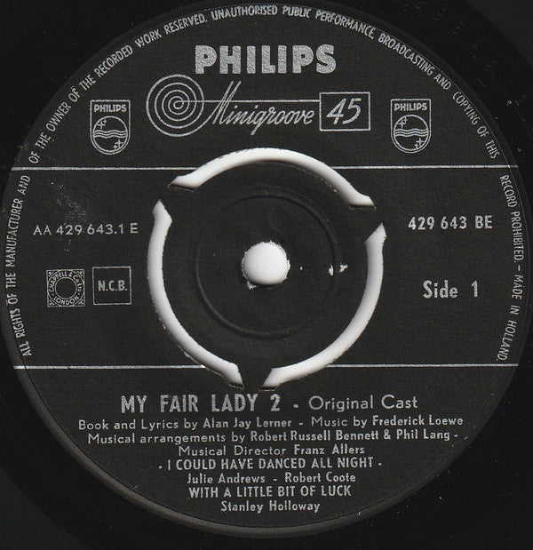 Julie Andrews, Robert Coote, Stanley Holloway, Rex Harrison : My Fair Lady 2 (7", Mono, 3-P)