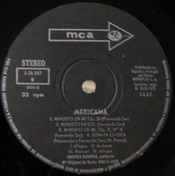 Andrés Segovia : Mexicana (LP, RE)