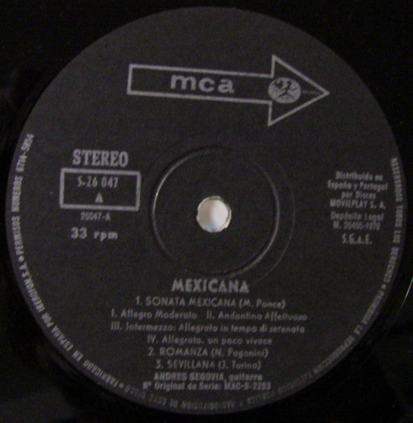 Andrés Segovia : Mexicana (LP, RE)